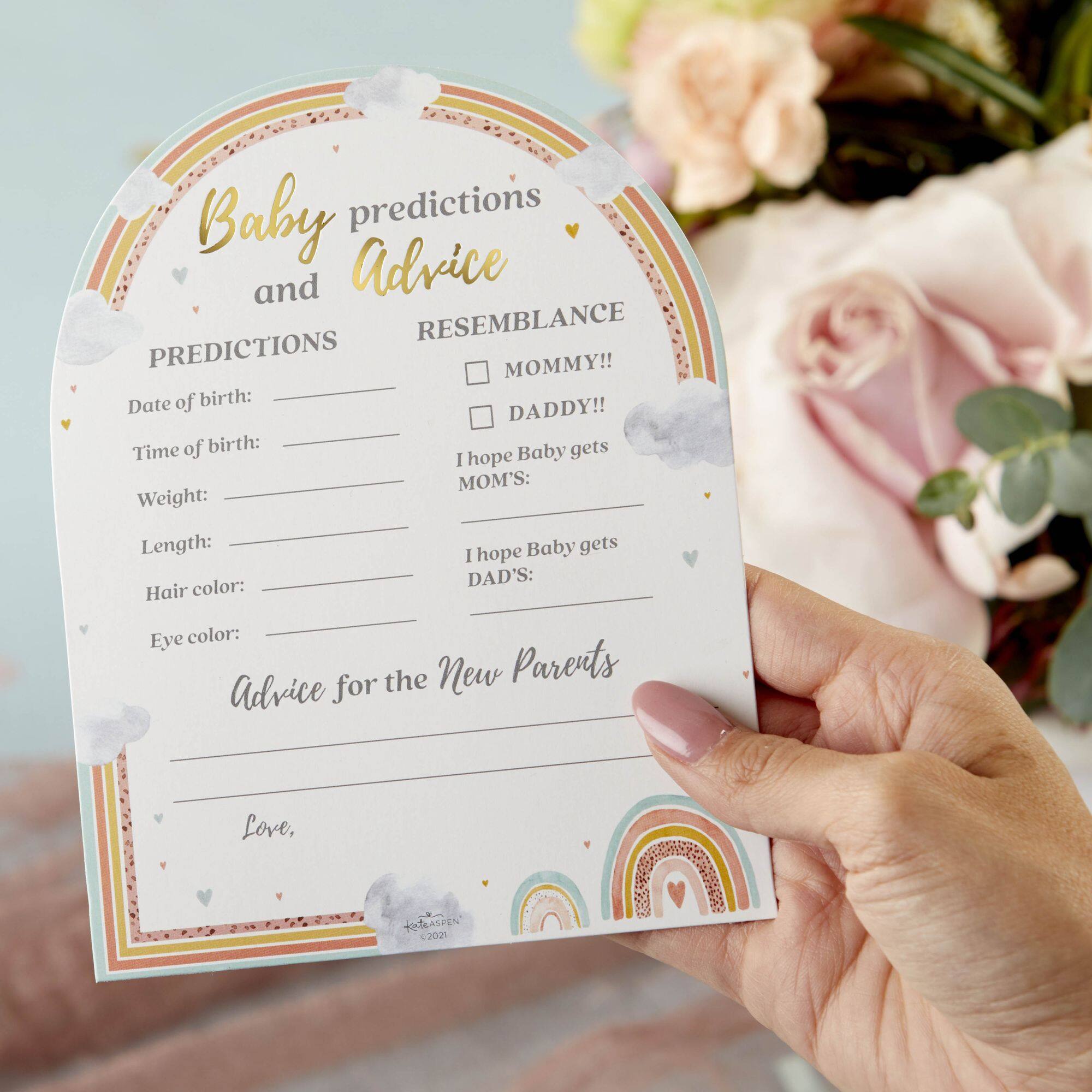 Kate Aspen Boho Rainbow Baby Advice Card & Baby Shower Game Set